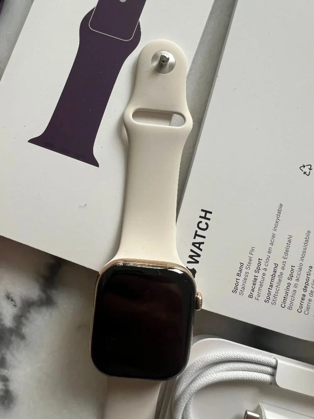 Apple Watch Series 10 GPS +Cellular 46mm Gold Titanium Case with Sport Band S/M